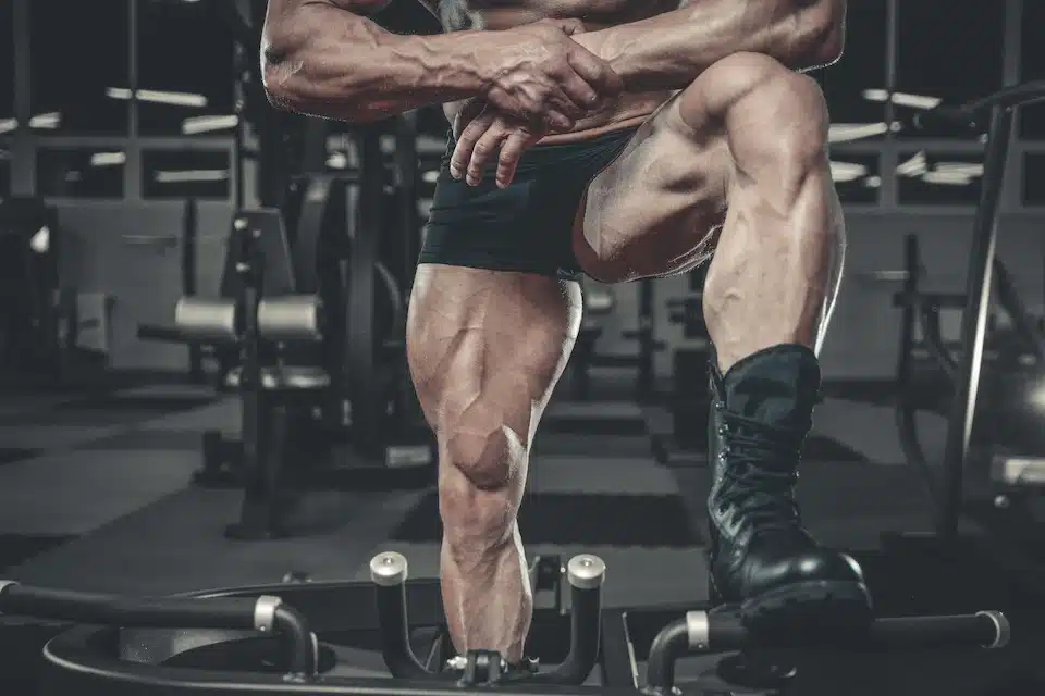 Photo taken after a nordic hamstring curl done by a man with huge legs